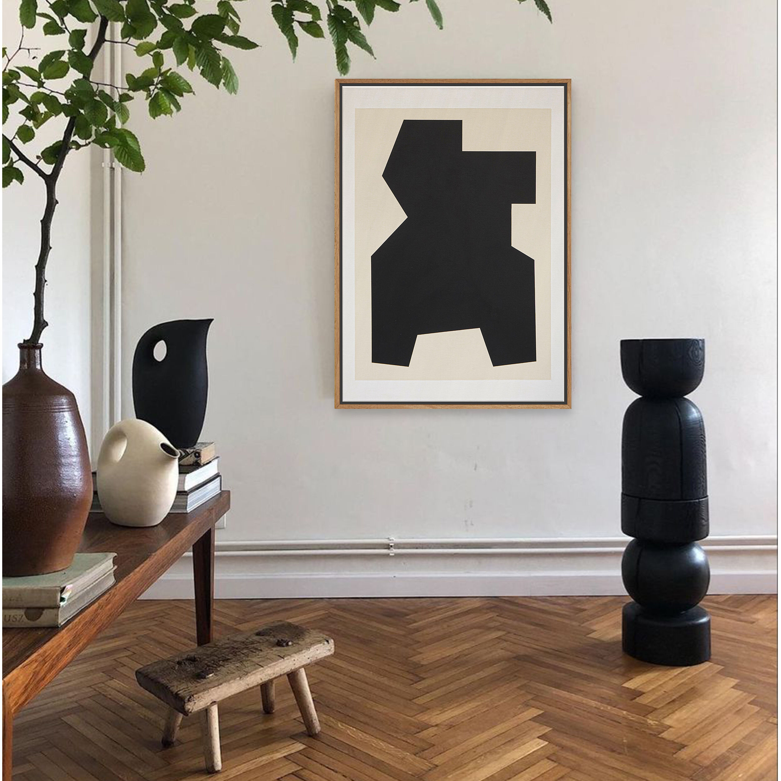 Peinture originale abstraite, Signe noir B04