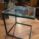 Coffee table end of sofa harness design 1970 metal and glass marked pierre chevalier