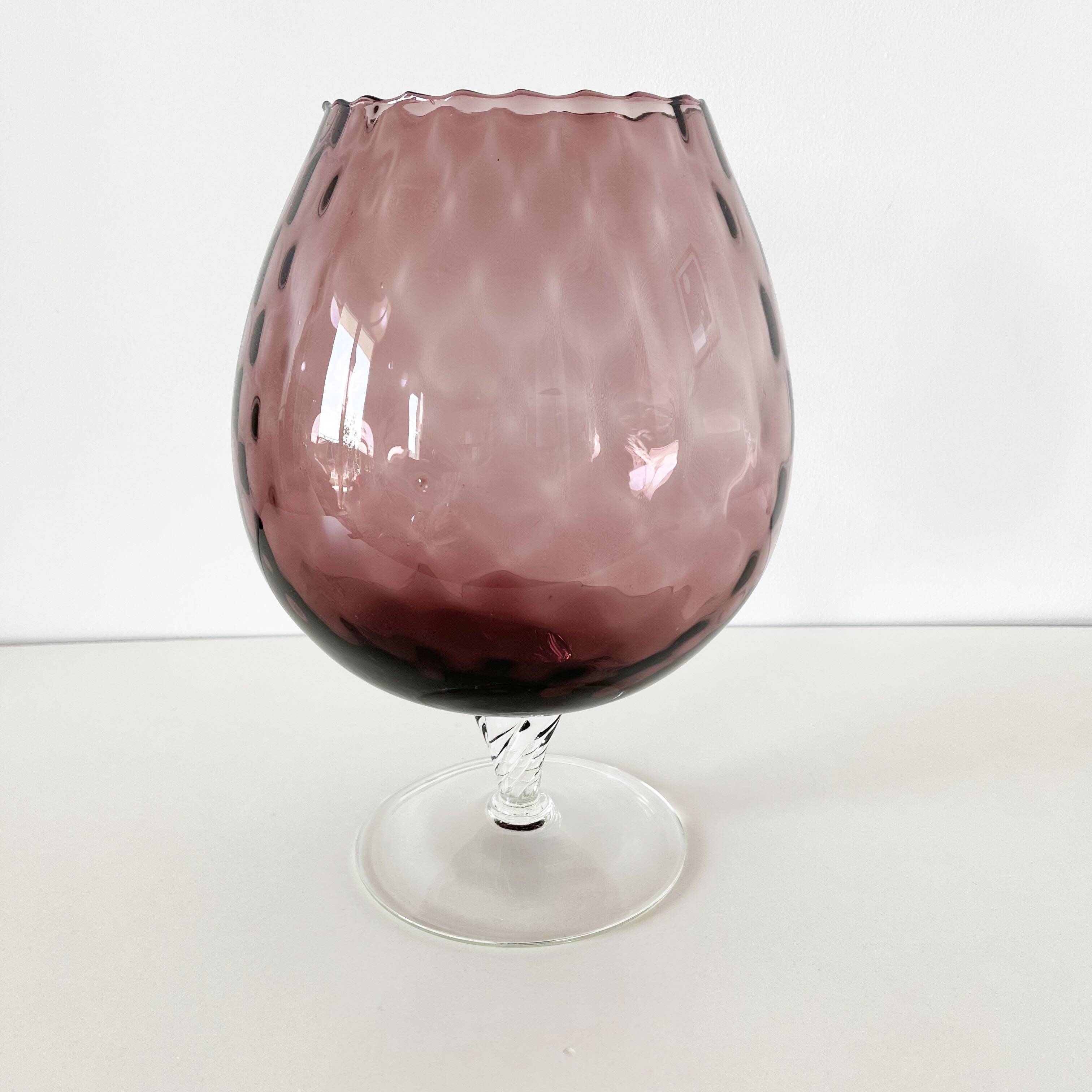 Purple Italian blown glass vase Empoli 1960
