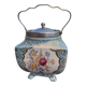 ENGLISH PORCELAIN BISCUIT BARREL ALICE BLUE AT TEA TIME DELICACIES