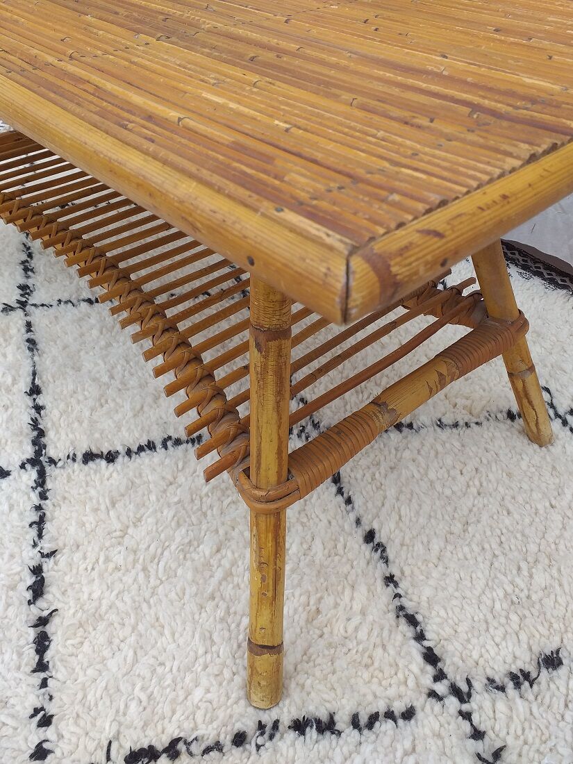 Vintage rattan coffee table 70