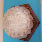 Sconce globe flower molded glass, wood 60s