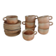 8 tasses anciennes avec soucoupes en grès