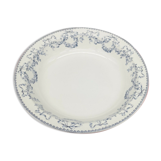 Hollow round dish Model Mozart blue in Sarreguemines earthenware