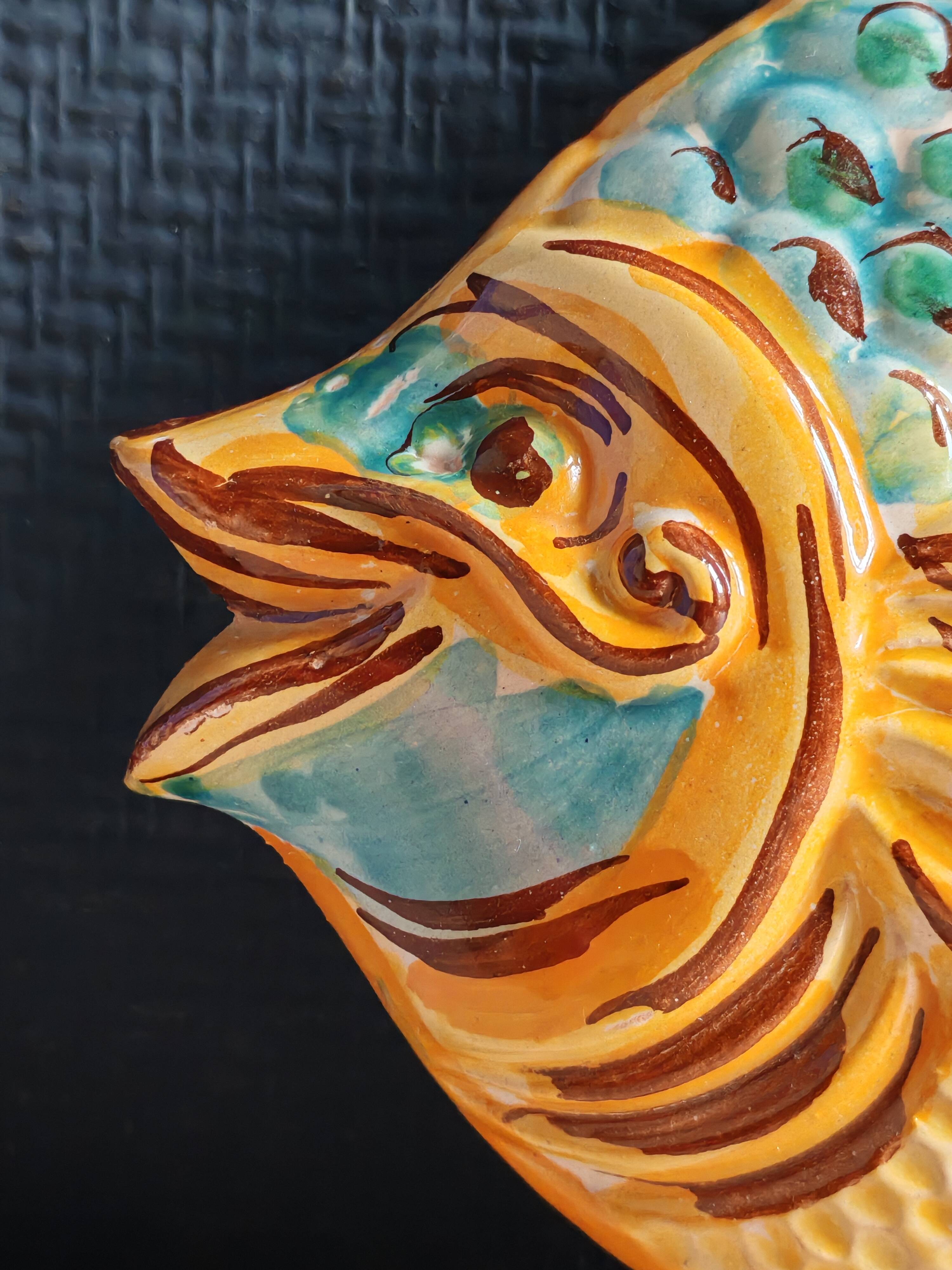 Vintage Ceramic Wall Decorative Fish - Mediterranean Style Decoration