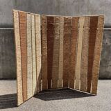 Screen 3 panels in metal, rope and rush