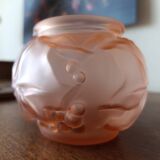 Art Deco pink glass paste ball vase