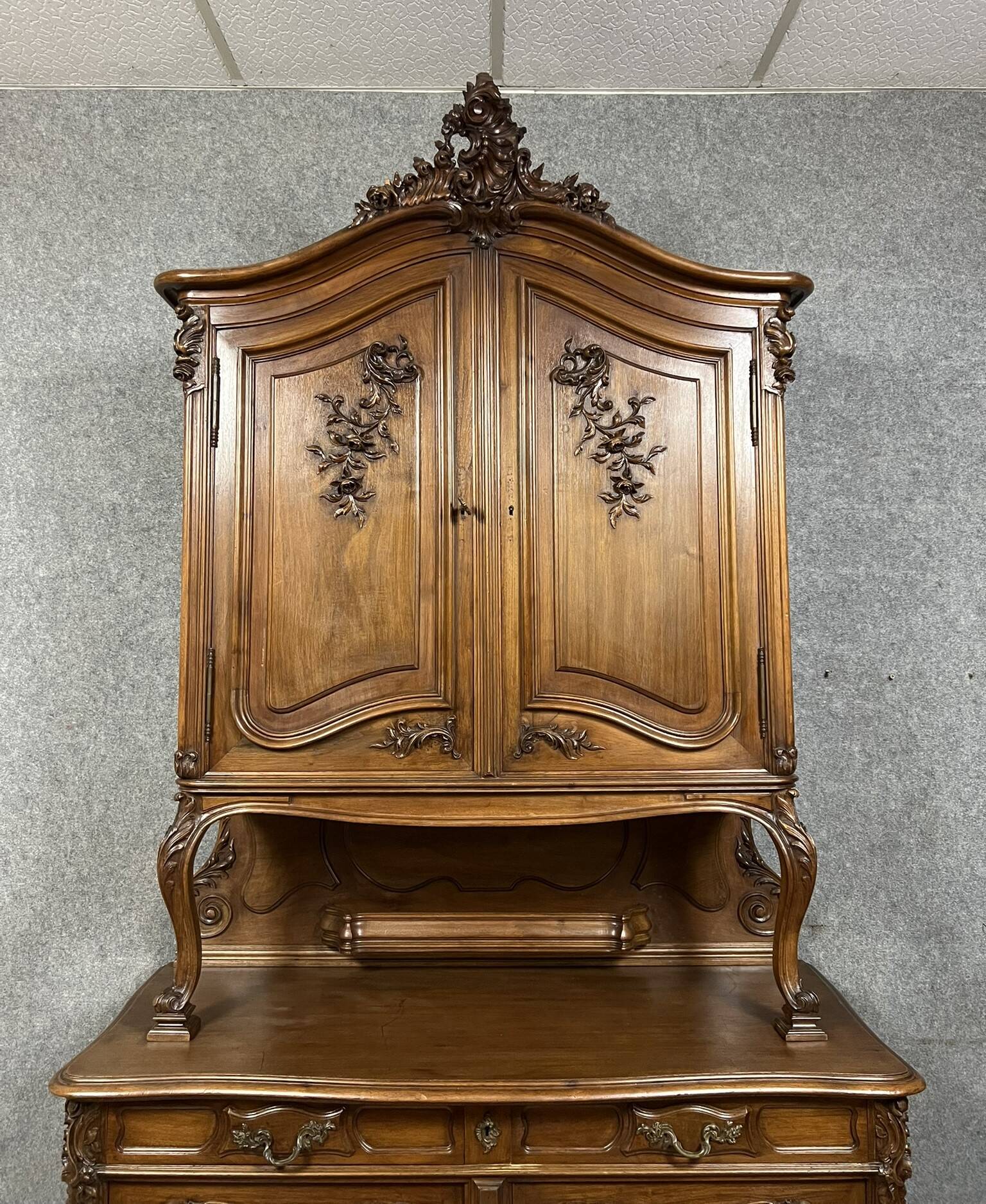 Louis XV two-body walnut sideboard circa 1850