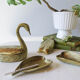 Swan brass ashtrays
