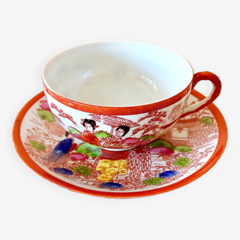 Tasse et soucoupe porcelaine très fine peint à la main Japon