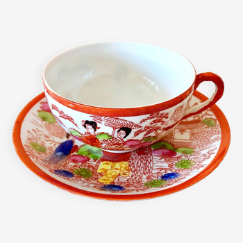 Very fine porcelain cup and saucer hand painted Japan