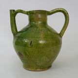 Pitcher pottery in green glazed terracotta, south west of France. XIXth