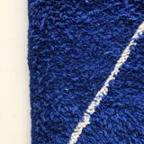 Moroccan Berber carpet Beni Ouarain intense blue with white diamonds 2,51x1.65m