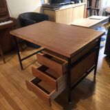 1960s modernist desk with a suspended drawer unit.