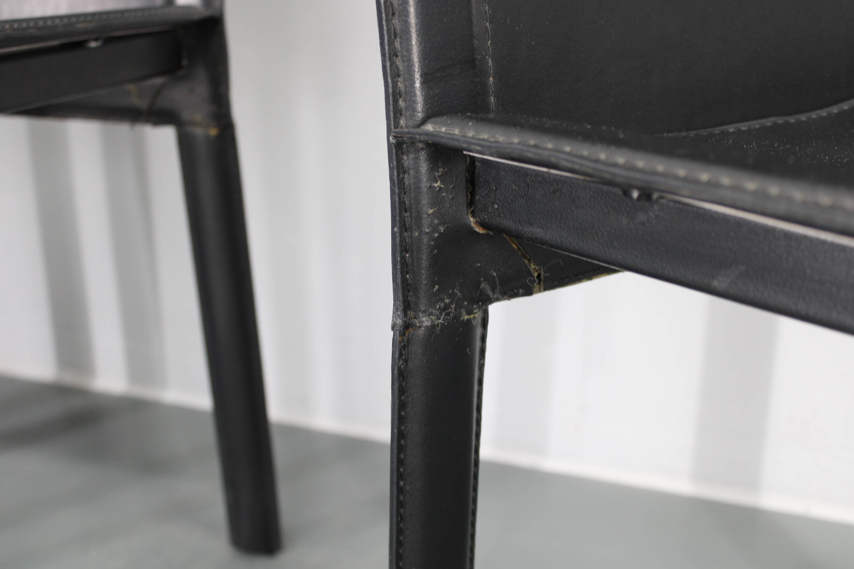 1980s Set of Four Dining Chairs in Leather in Matteo Grassi Style, Italy