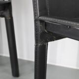 1980s Set of Four Dining Chairs in Leather in Matteo Grassi Style, Italy