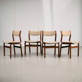 Mid-Century Bentwood Chair Set in Stained Beech with Wool Upholstery