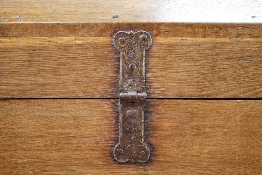19th Century Oak Chest with Curved Top, on Wheels