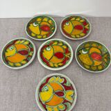 Service assiettes en céramique italienne signé Desimone Italy decor poisson années 60 vintage