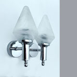 Pair vintage wall lamps 70s, chrome and glass