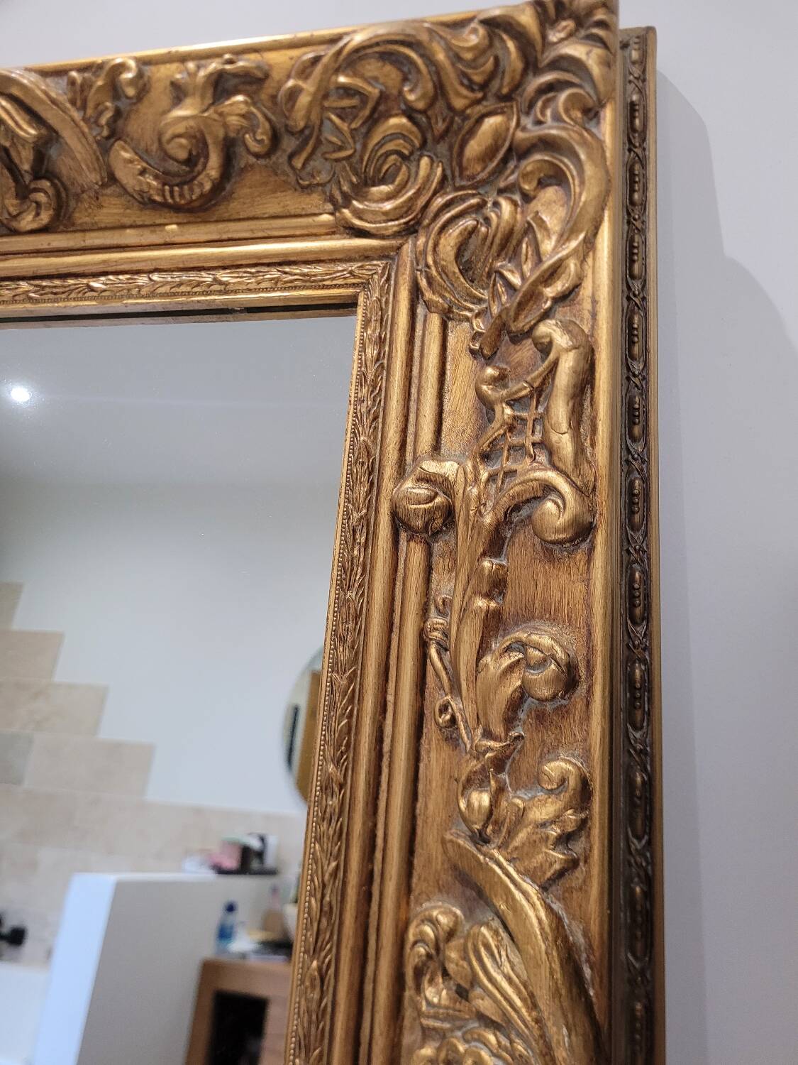 Golden wooden mirror