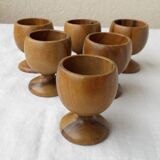 6 wooden egg cups