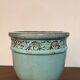 Old Flower Pot Ceramic Terracotta Glazed Varnished Blue Planter
