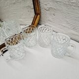 Set 4 chopes verre ciselé années 60