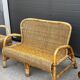 Vintage rattan garden furniture – complete set with sofa and armchairs.