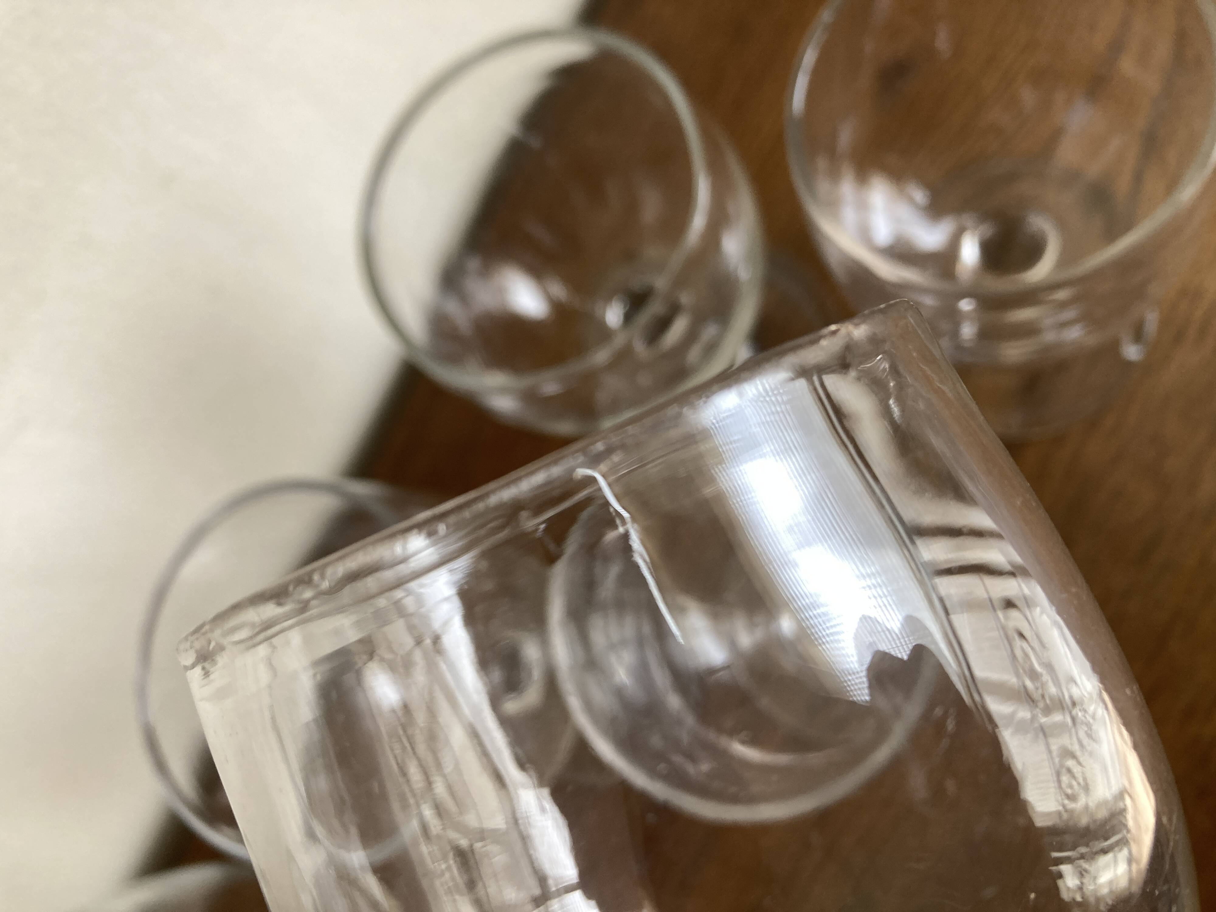 Set de 6 verres tulipe comptoir de bistrot  1950 en verre irrégulier