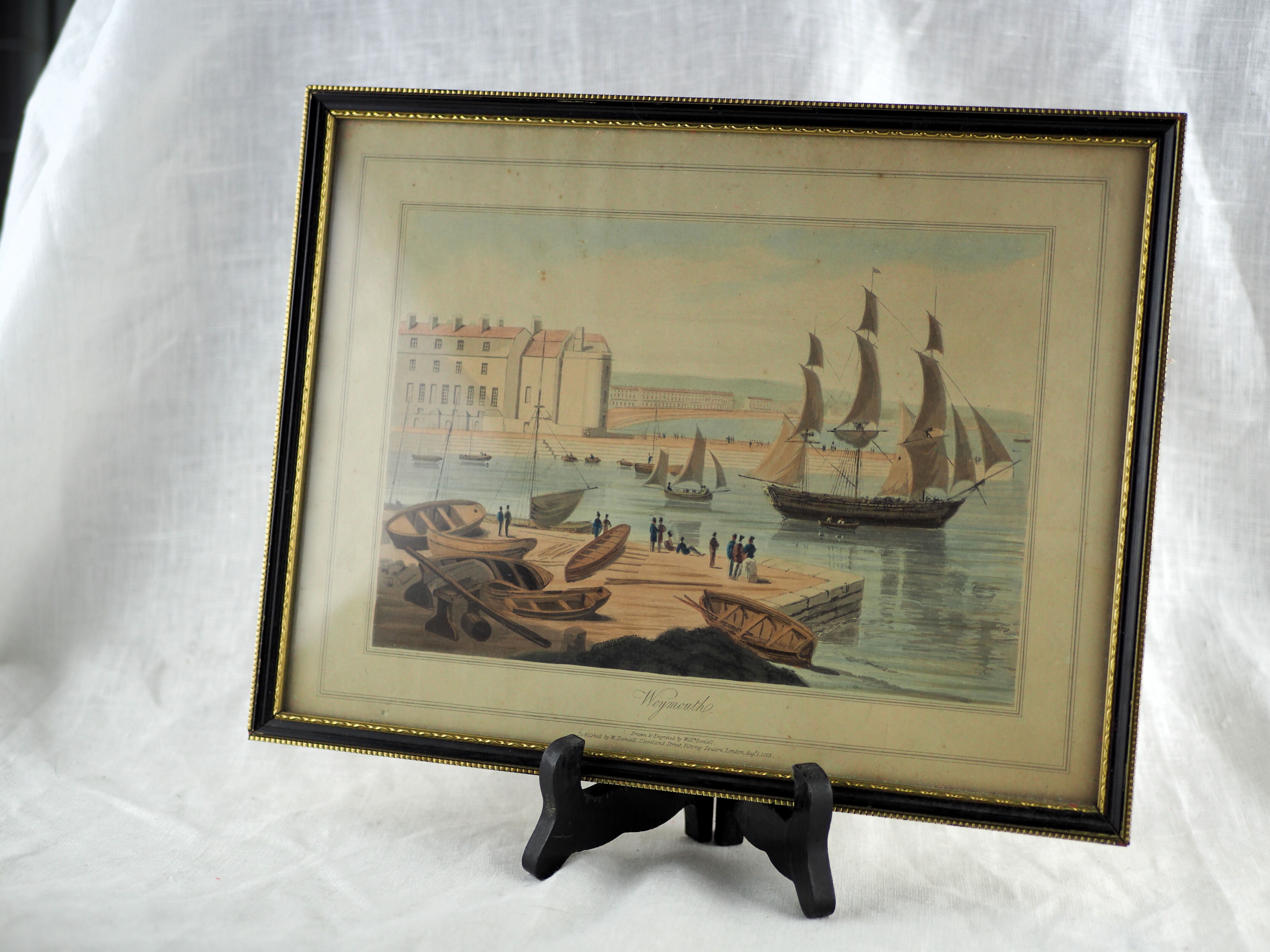 Lithograph seen from Weymouth Harbour - William Daniell - 19th century