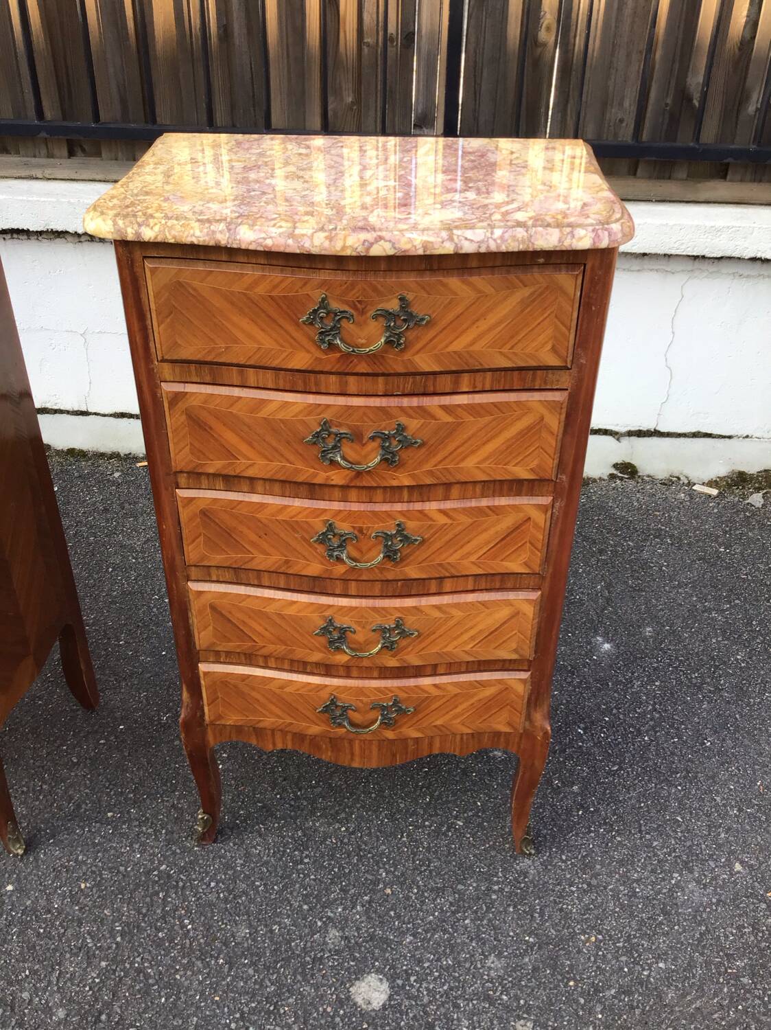 Pair of Louis XV style marquetry chiffonniers