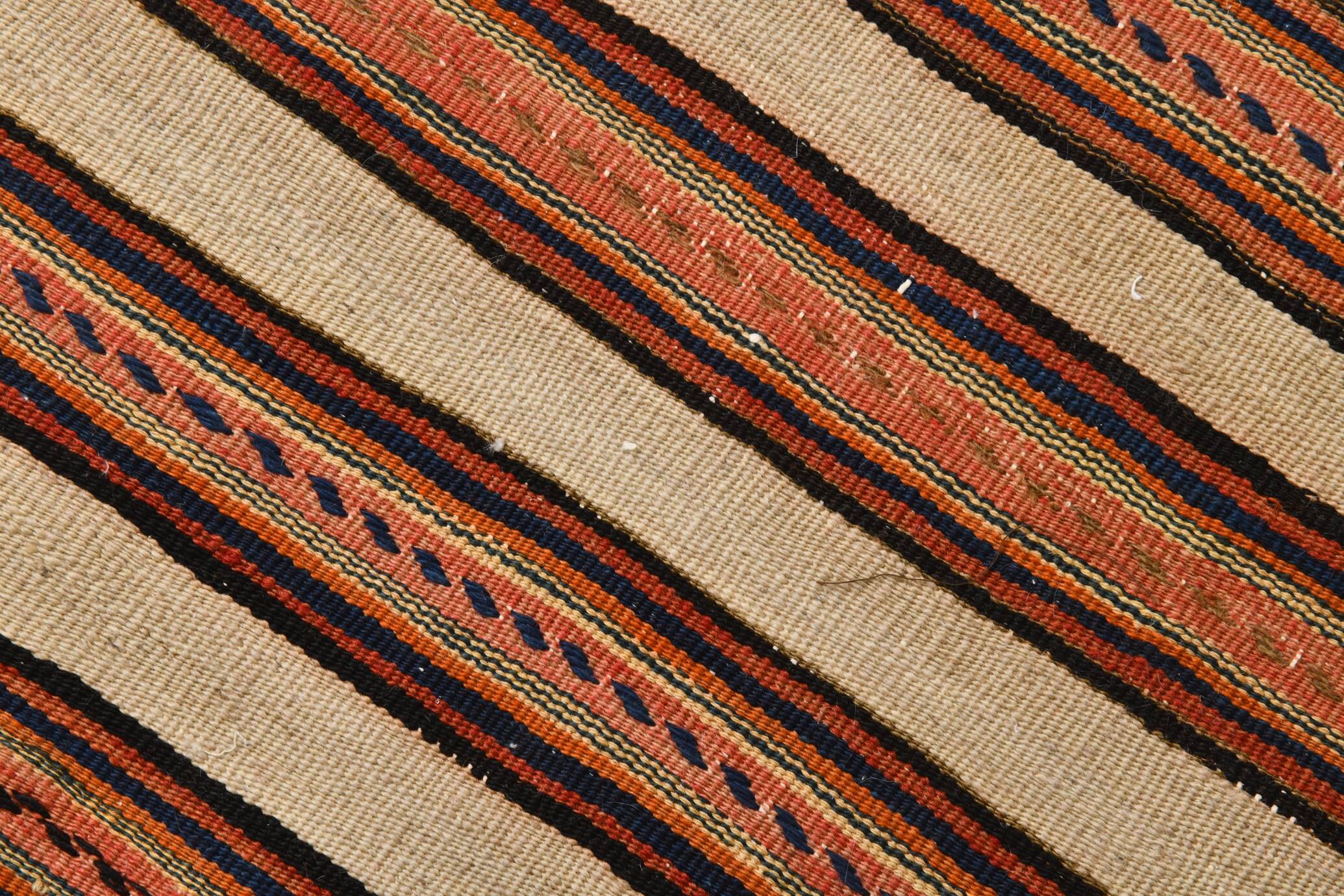 Red & Beige Striped Accent Vintage Kilim Rug, 64x104Cm