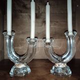 Pair of crystal candlesticks from Vannes.
