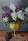 Tableau H. Delven "Nature morte aux lilas dans un vase".