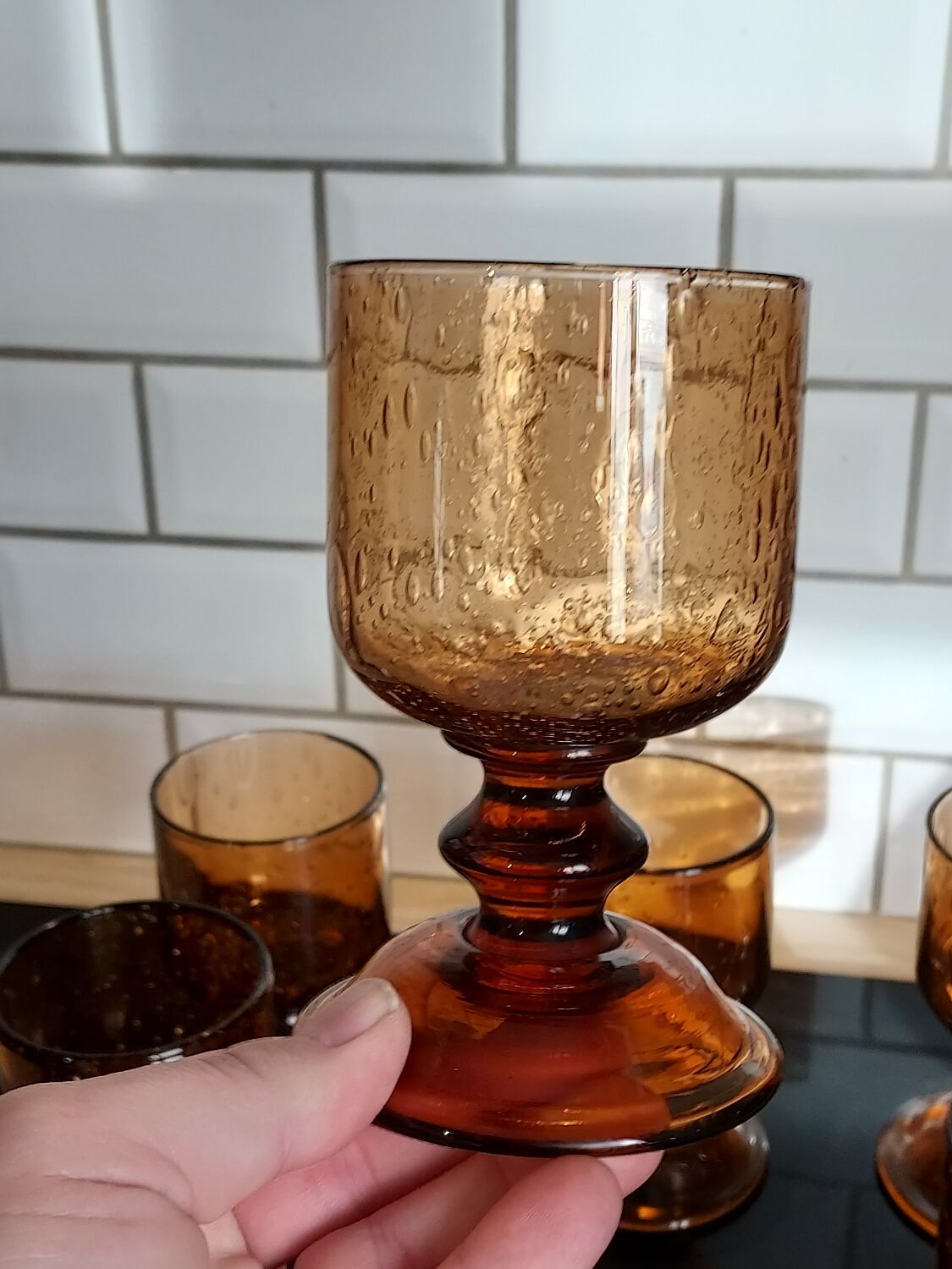 6 glasses with Biot stemmed