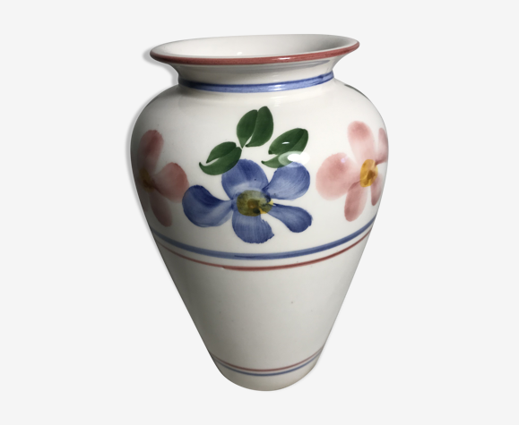 Vase ancien D. Dinis céramique peinte dessin fleurs décoration vintage |  Selency