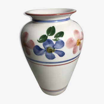 Vase ancien D. Dinis céramique peinte dessin fleurs décoration vintage