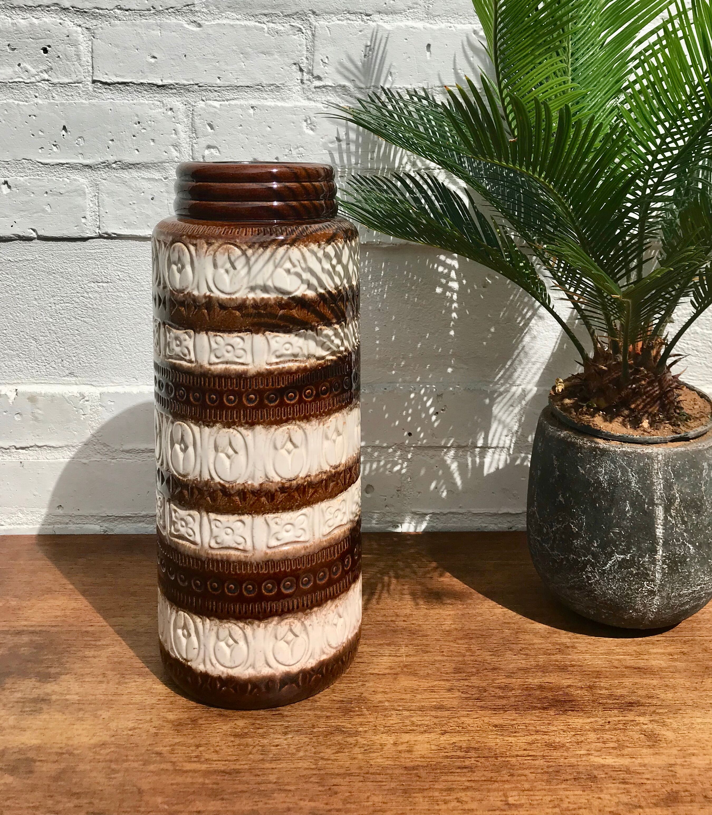 Vintage West German Vase Tall Brown #792