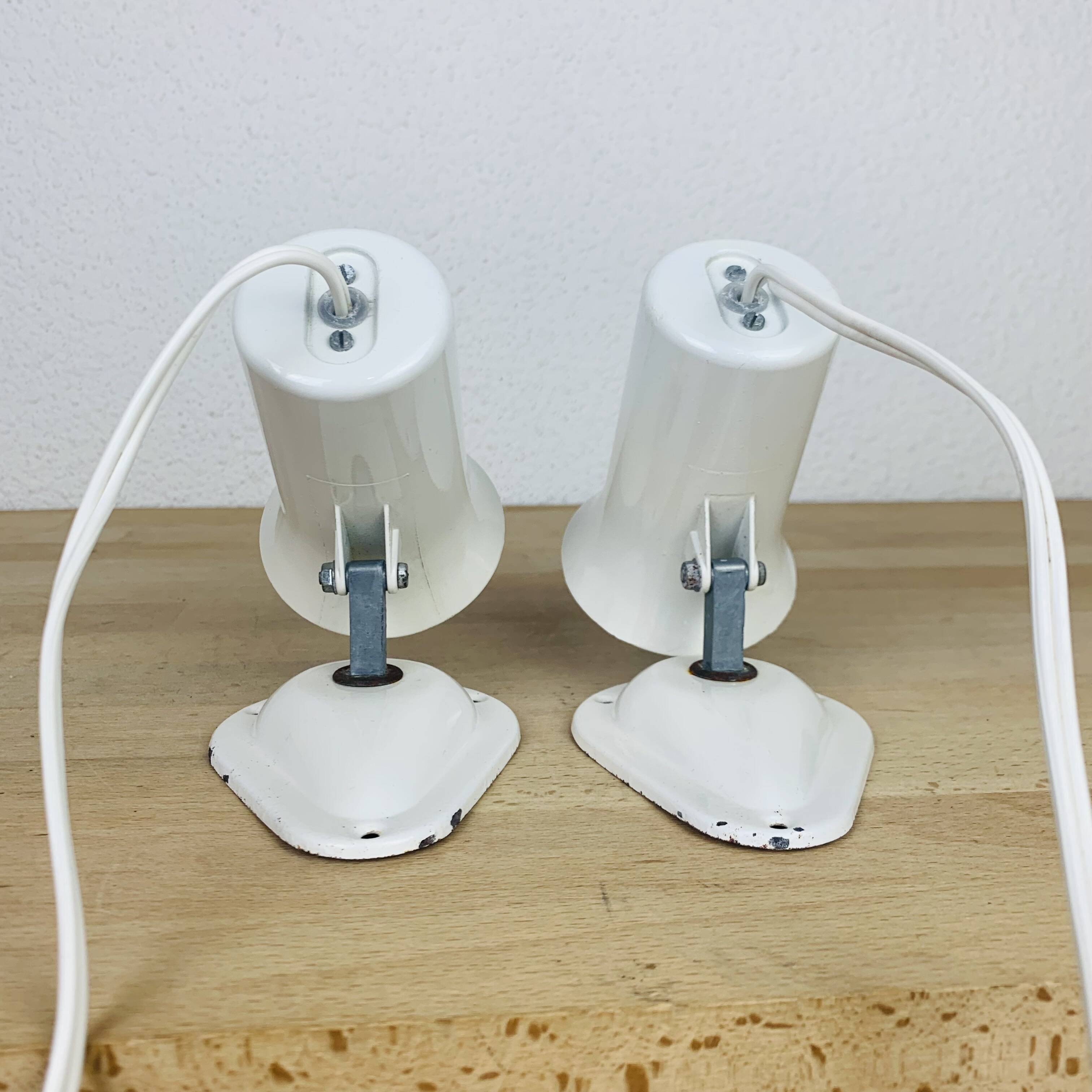 Pair of vintage white metal Lita spotlights