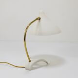 White brass desk or table lamp in the Louis Kalff style from the 1950s.