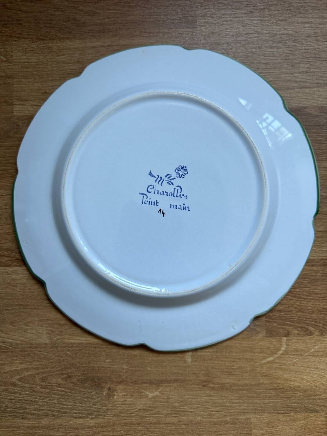 Pair of vintage Charolles plates hand-painted – Botanical decor