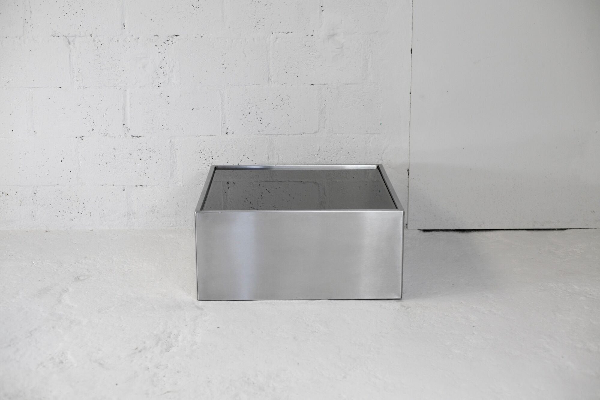 Steel coffee table and smoked glass, France, circa 1970