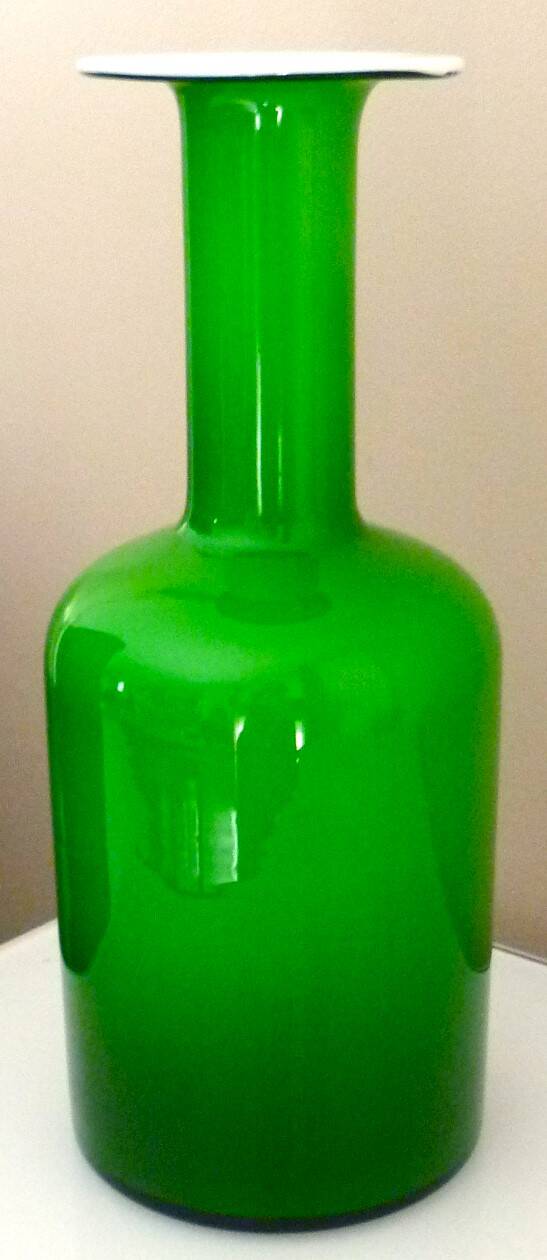 Blown glass bottle vase, Otto Bauer design for Holmegaard, 1970s