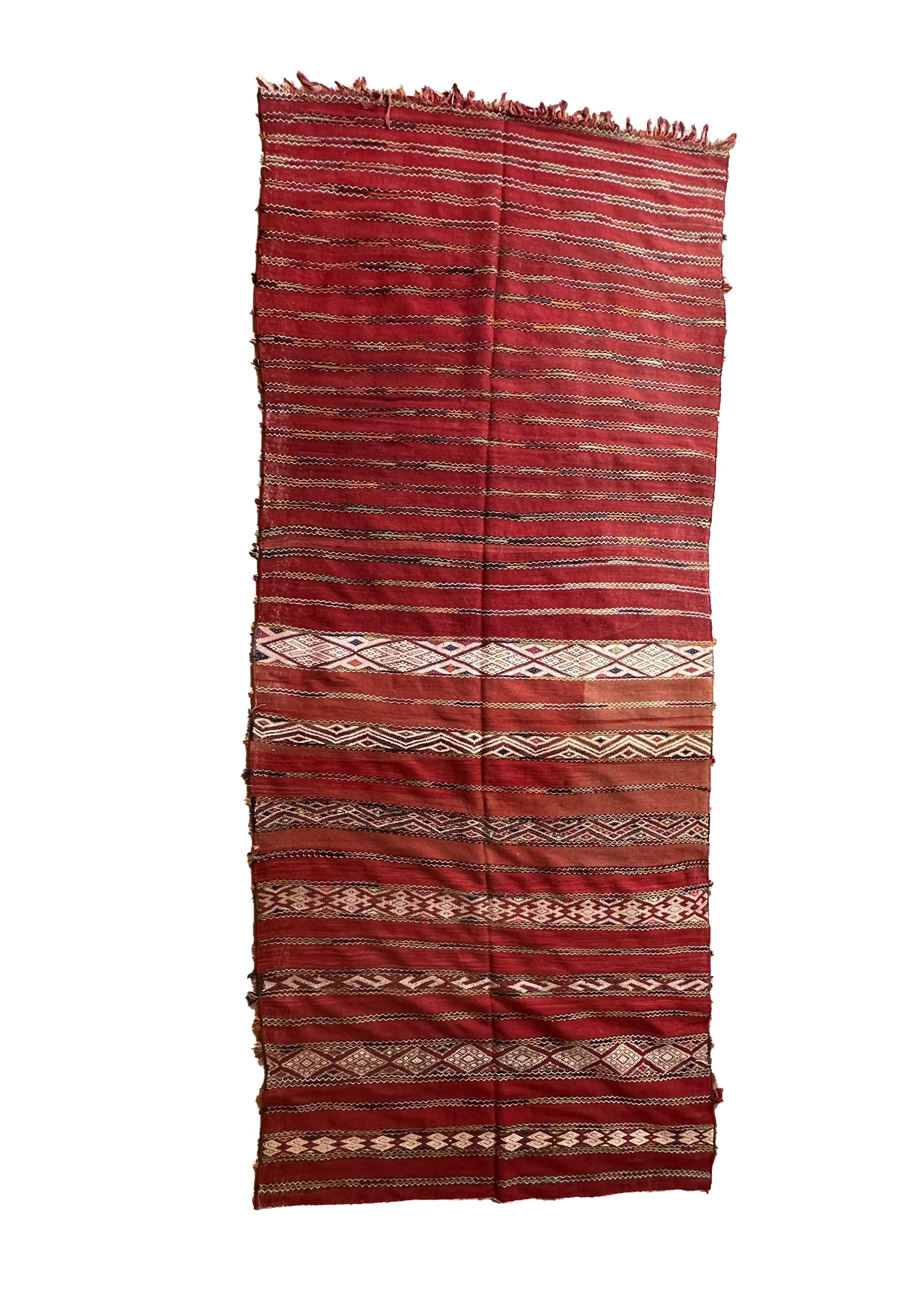 Moroccan kilim zemmour rug - 386 x 168 cm
