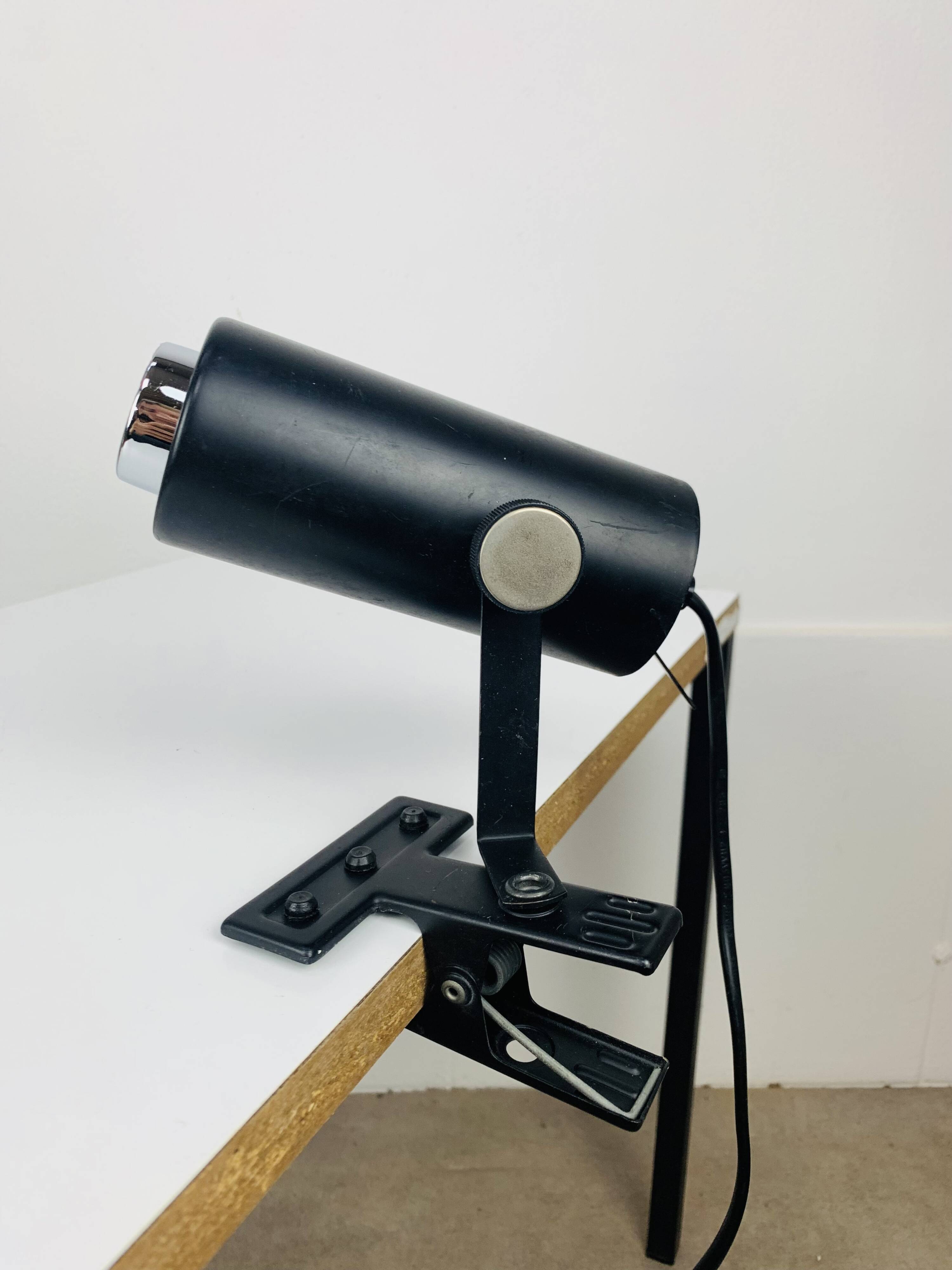Vintage black metal clamp spotlight