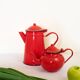 Lot of a coffee maker and a Red Japy teapot