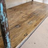 Textile workshop console in teak and wrought iron