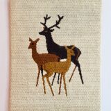Vintage wool weaving deer family