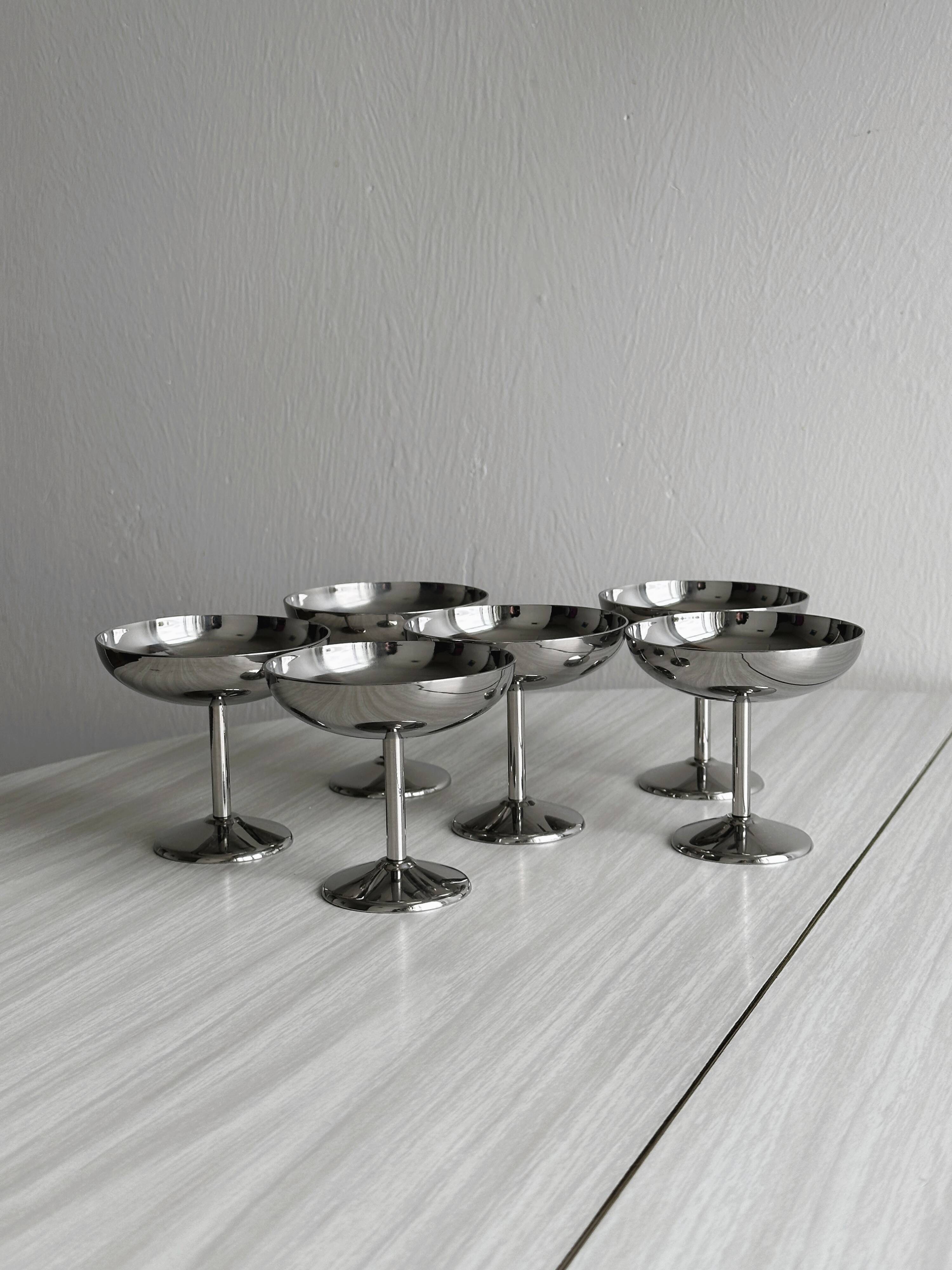 6 stainless steel footed bowls, Letang Remy style